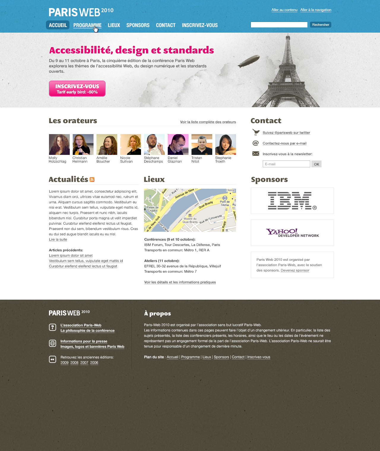 Paris Web 2010 mockup